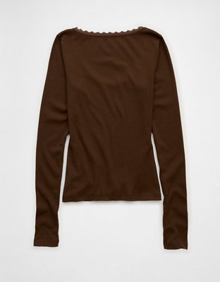 AE Lace-Trim Long Sleeve T-Shirt