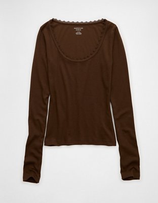 AE Lace-Trim Long Sleeve T-Shirt