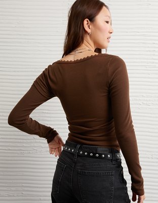 AE Lace-Trim Long Sleeve T-Shirt