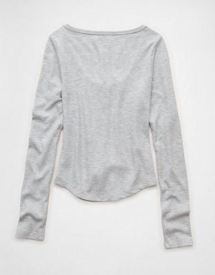 AE Waffle Long Sleeve Button-Up Tee