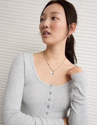 AE Waffle Long Sleeve Button-Up Tee