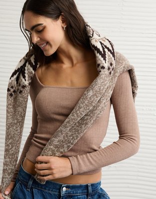 AE Long Sleeve Square Neck T-Shirt