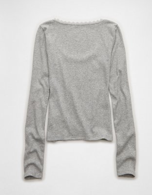 AE Lace-Trim Long Sleeve T-Shirt