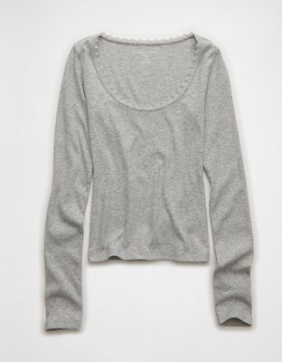 AE Lace-Trim Long Sleeve T-Shirt