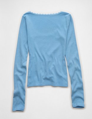 AE Lace-Trim Long Sleeve T-Shirt