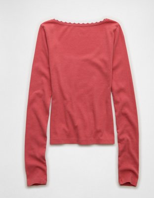 AE Lace-Trim Long Sleeve T-Shirt