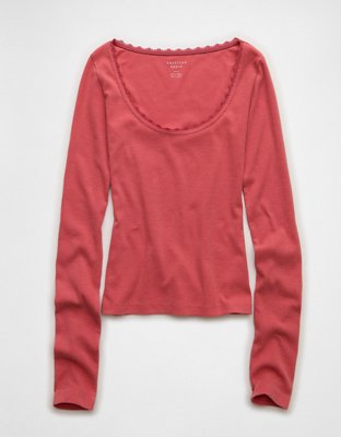 AE Lace-Trim Long Sleeve T-Shirt
