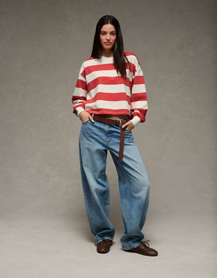 AE Striped Balloon Sleeve T-Shirt