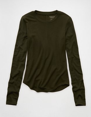 AE Long Sleeve Cozy Crew Neck T-Shirt | AE