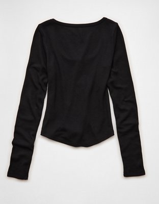 Deuxieme Classe⭐︎ AMERICANA WAFFLE LON T AE Waffle Long Sleeve Button-Up Tee | American Eagle