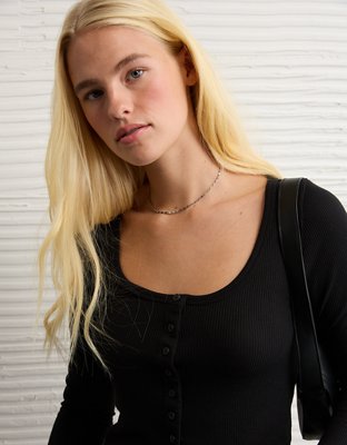 AE Waffle Long Sleeve Button-Up Tee | American Eagle