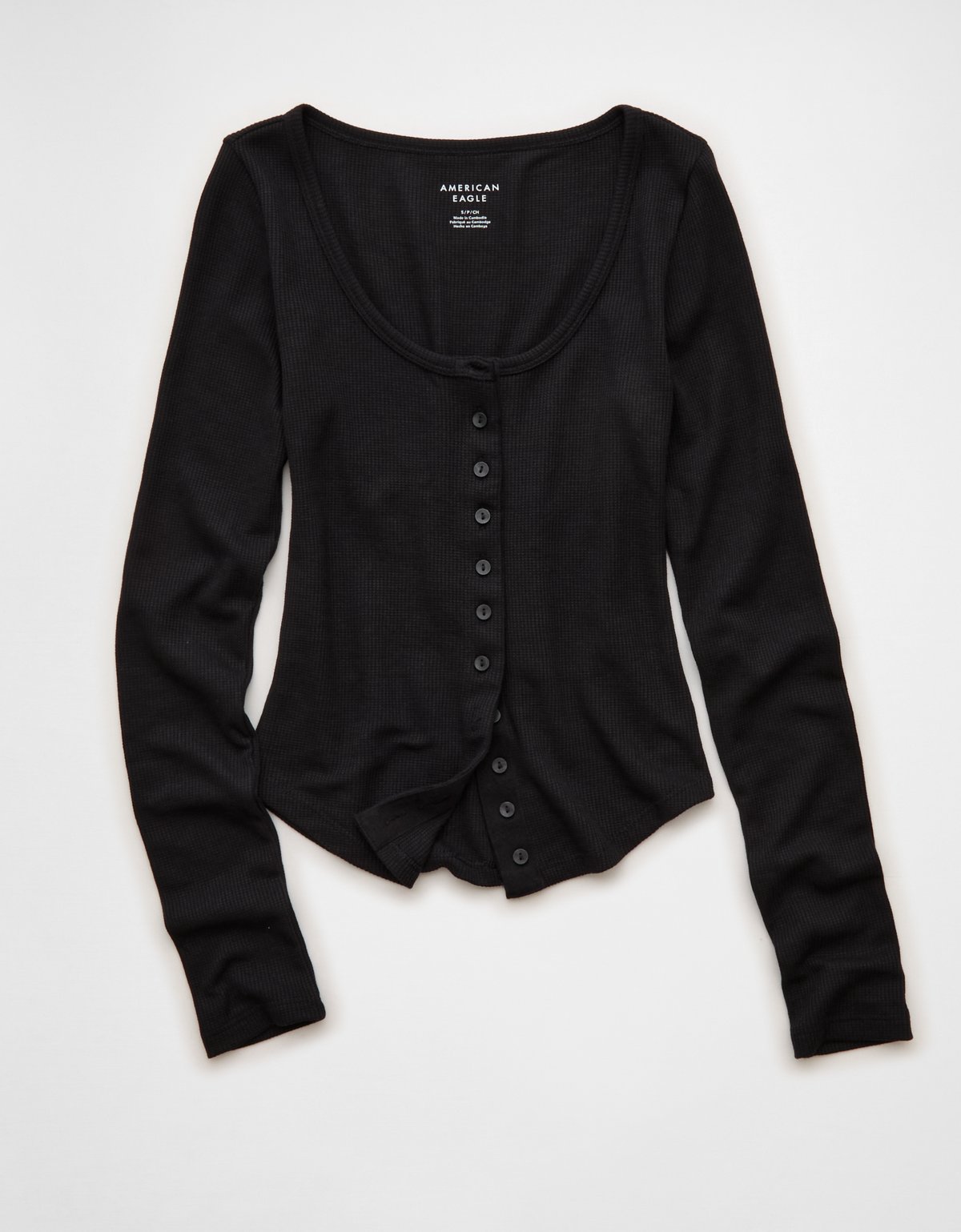 AE Waffle Long Sleeve Button-Up Tee - image 3