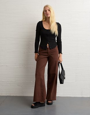 AE Waffle Long Sleeve Button-Up Tee