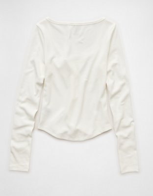 AE Waffle Long Sleeve Button-Up Tee | American Eagle