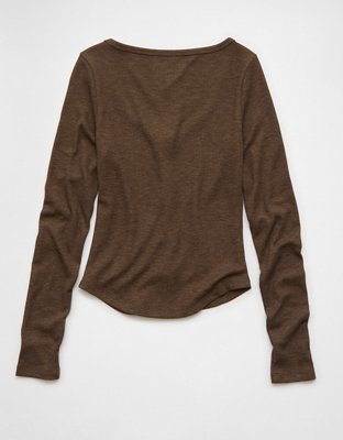 AE Waffle Long Sleeve Button-Up Tee