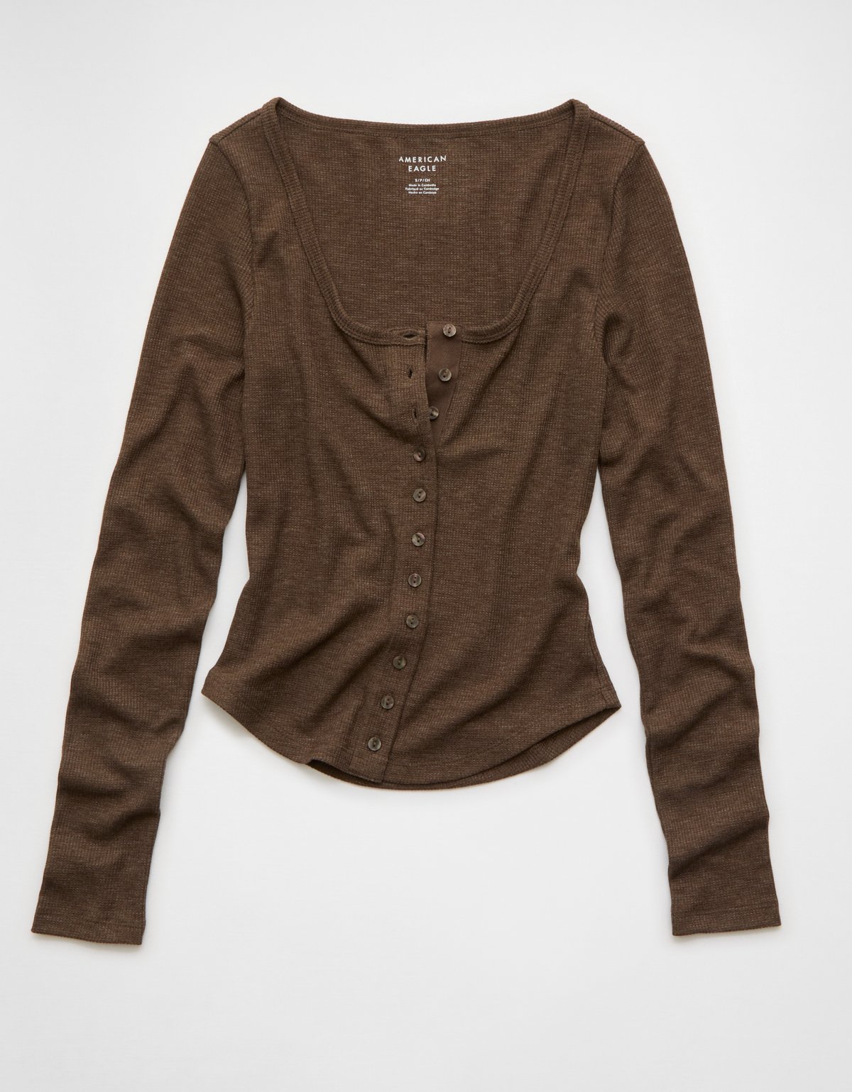 AE Waffle Long Sleeve Button-Up Tee - image 3