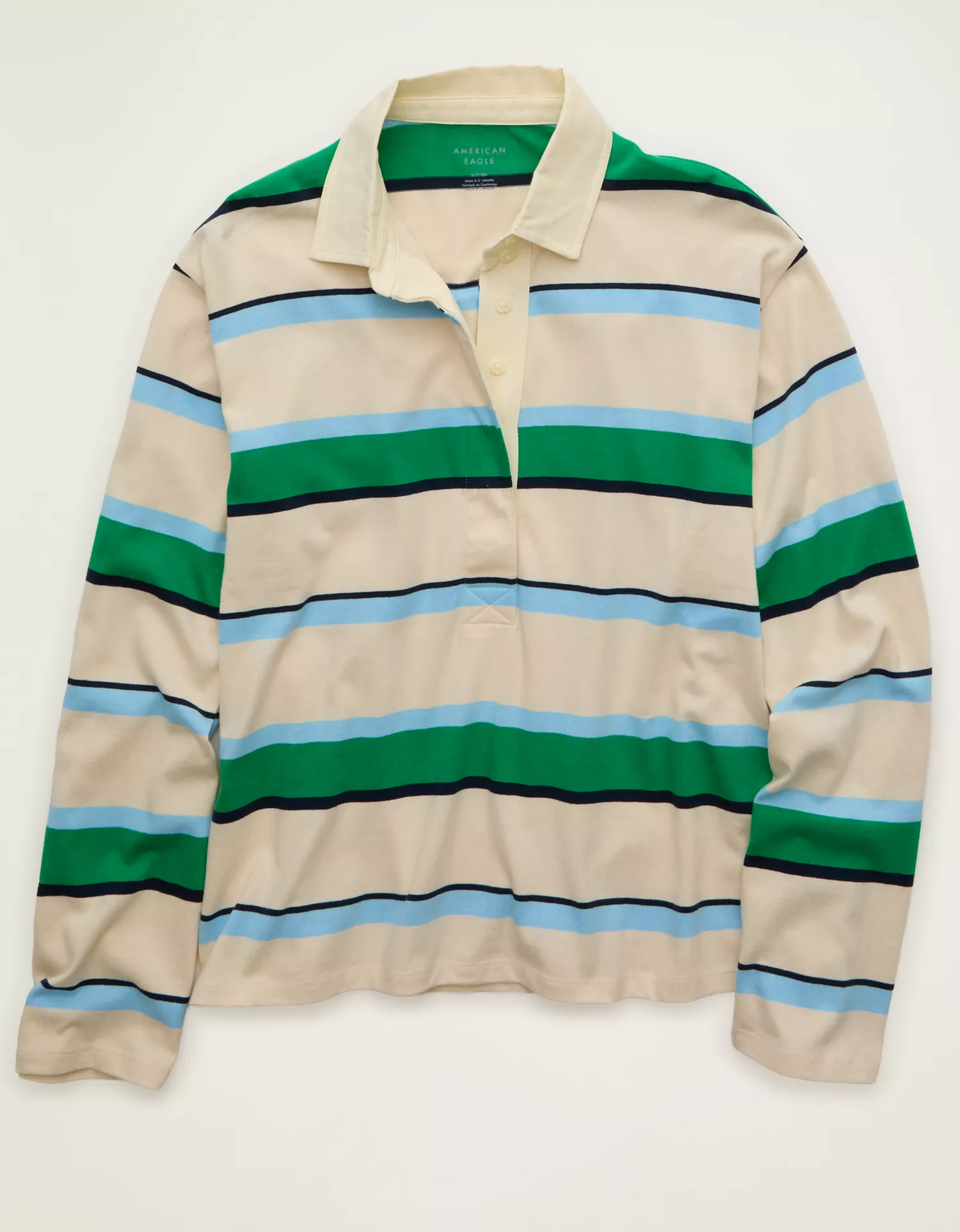 AE Long-Sleeve Striped Rugby Polo Shirt - thumbnail 3