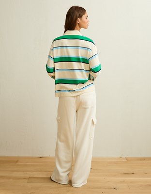 AE Long-Sleeve Striped Rugby Polo Shirt