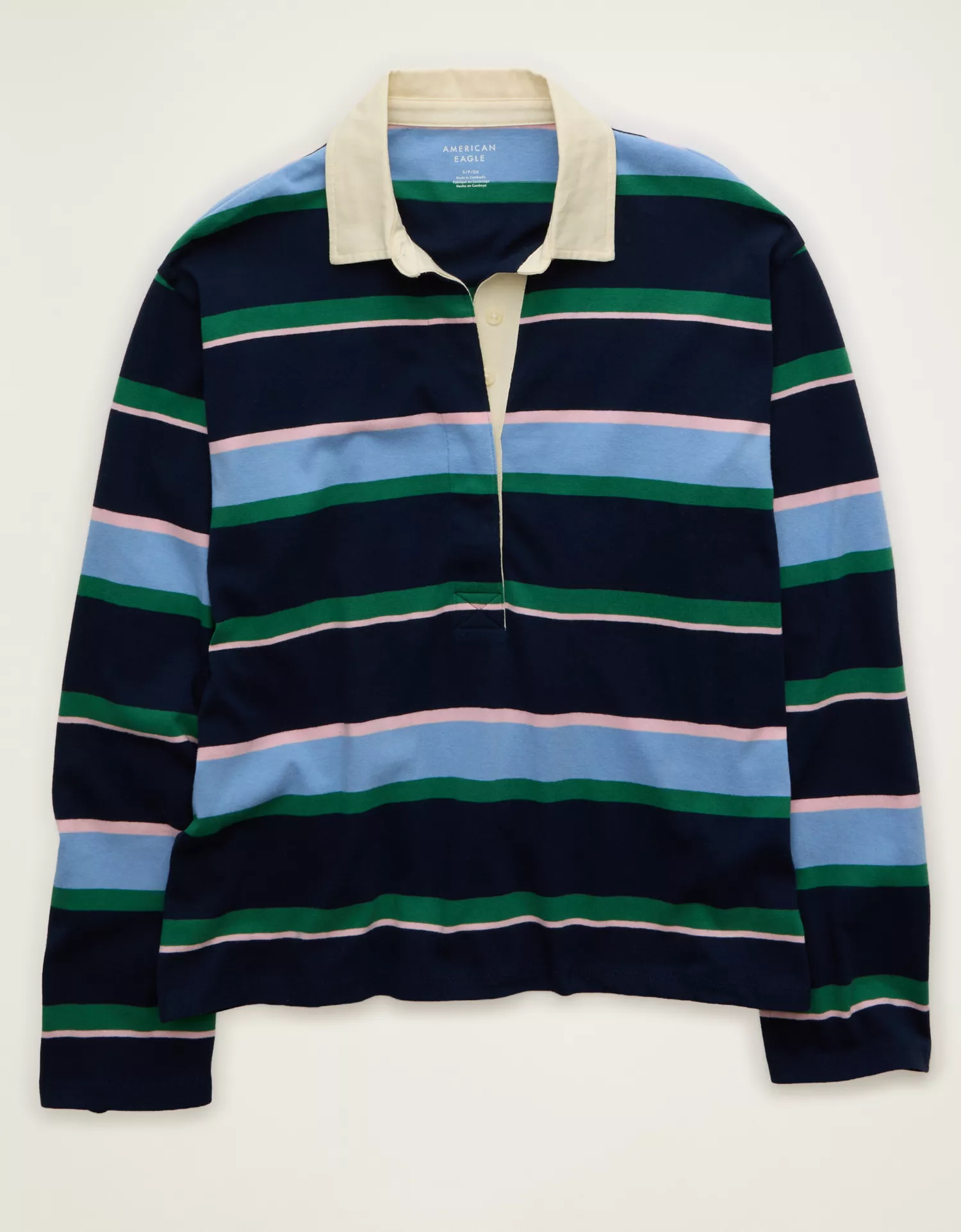 AE Long-Sleeve Striped Rugby Polo Shirt - thumbnail 9