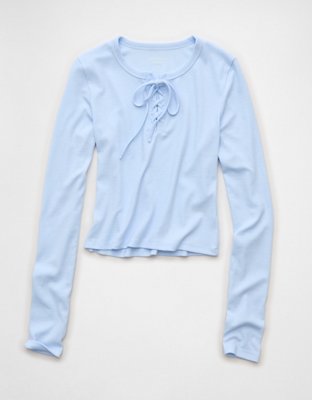 AE Long-Sleeve Lace-Up T-Shirt