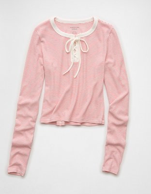 AE Long-Sleeve Lace-Up T-Shirt