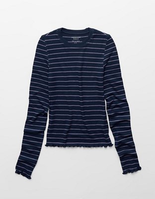 AE Soft & Sexy Playera Manga Larga con Textura Tipo Waffle