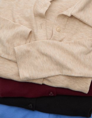 AE Button-Up Long-Sleeve Polo Shirt