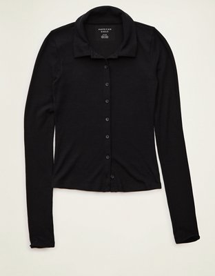 AE Button-Up Long-Sleeve Polo Shirt