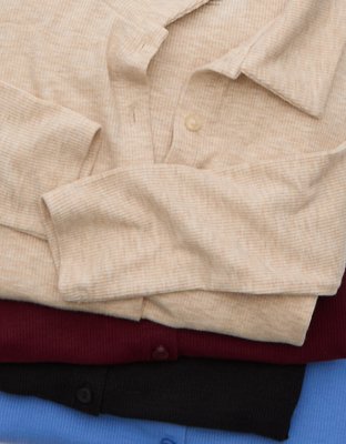 AE Button-Up Long-Sleeve Polo Shirt