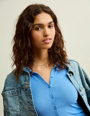 AE Button-Up Long-Sleeve Polo Shirt