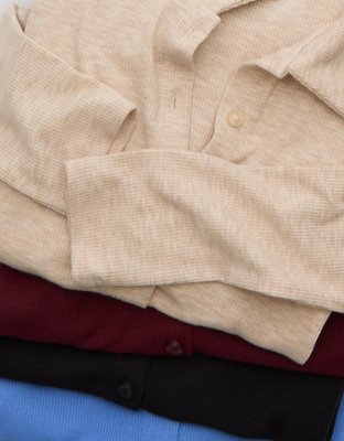 AE Button-Up Long-Sleeve Polo Shirt