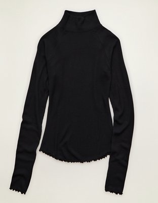 AE Soft & Sexy Waffle Mock Neck Tee | American Eagle