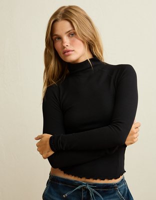 AE Soft & Sexy Waffle Mock Neck Tee