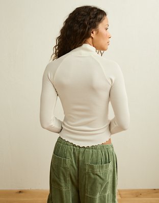 AE Soft & Sexy Waffle Mock Neck Tee