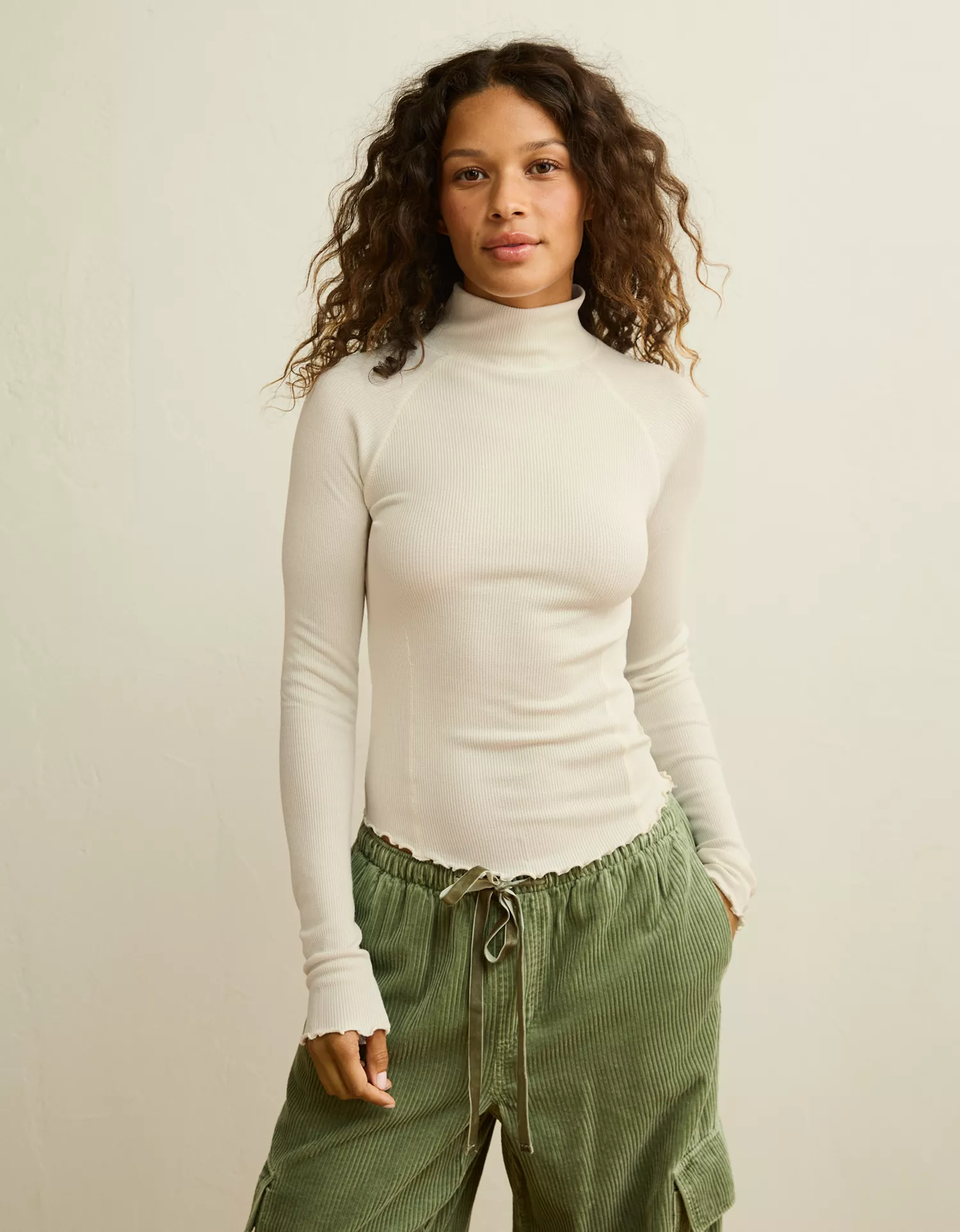 AE Soft & Sexy Waffle Mock Neck Tee - thumbnail 7
