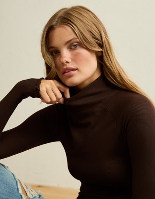 AE Soft & Sexy Waffle Mock Neck Tee