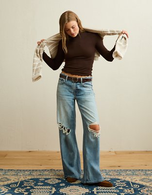 AE Soft & Sexy Waffle Mock Neck Tee