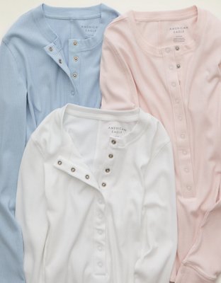 T-shirt de mangas largas con cuello henley AE