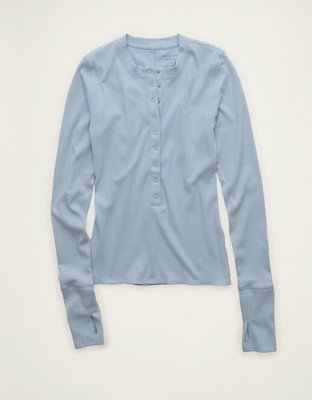 T-shirt de mangas largas con cuello henley AE