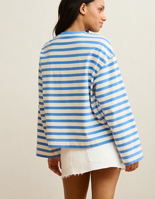 Футболка American Eagle AE Oversized Long-Sleeve T-Shirt, цвет: Средний серый — фото 2