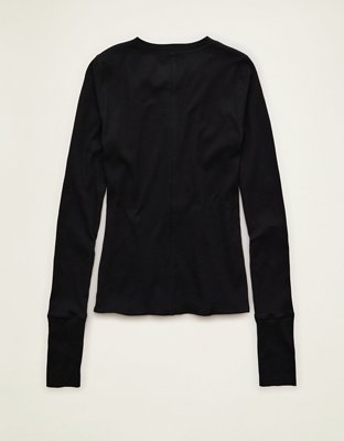 T-shirt de mangas largas con cuello henley AE