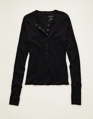 T-shirt de mangas largas con cuello henley AE