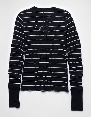 T-shirt de mangas largas con cuello henley AE