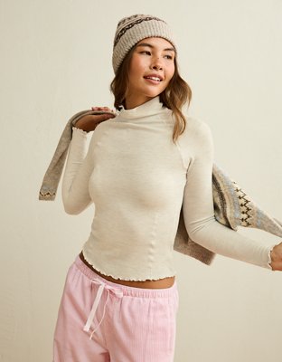AE Soft & Sexy Waffle Mock Neck Tee