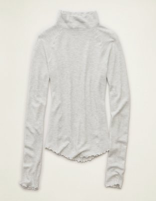 AE Soft & Sexy Waffle Mock Neck Tee
