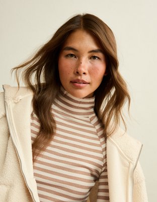 AE Soft & Sexy Waffle Mock Neck Tee
