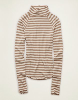 AE Soft & Sexy Waffle Mock Neck Tee