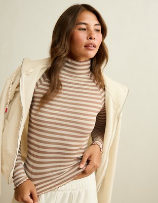 AE Soft & Sexy Waffle Mock Neck Tee