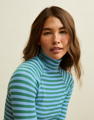 AE Soft & Sexy Waffle Mock Neck Tee
