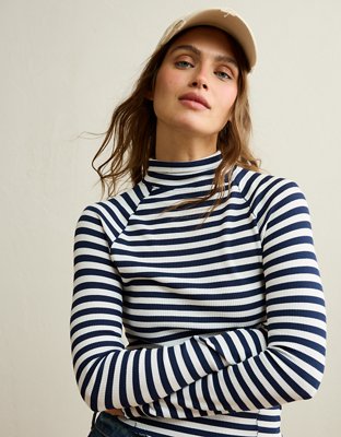 AE Soft & Sexy Waffle Mock Neck Tee